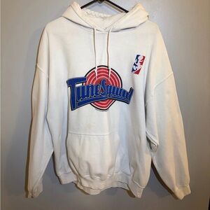 Space Jam Tune Squad Hoodie Bugs Bunny #1 White Pullover Men’s Size XL Stains